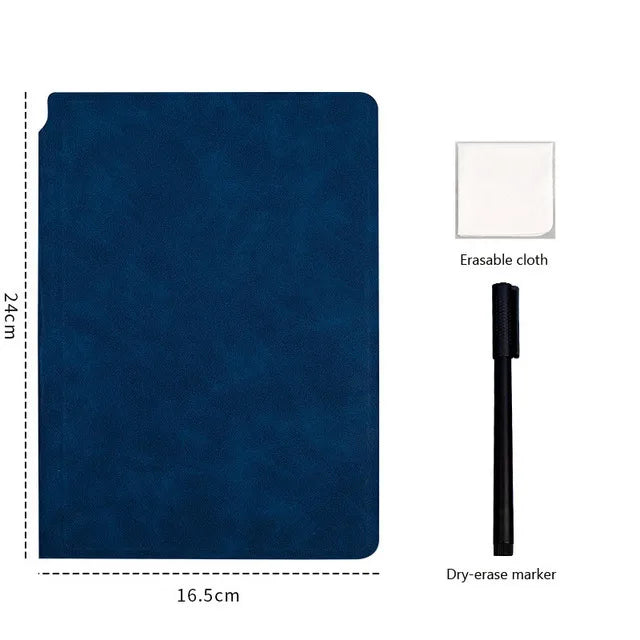 Premium A5 Leather Reusable Whiteboard Notebook - Free Pen & Eraser Cloth | Eco-Friendly Dry Erase Notepad for Office, School & Meetings | Weekly Planner | Stylish & Portable Innofuze
