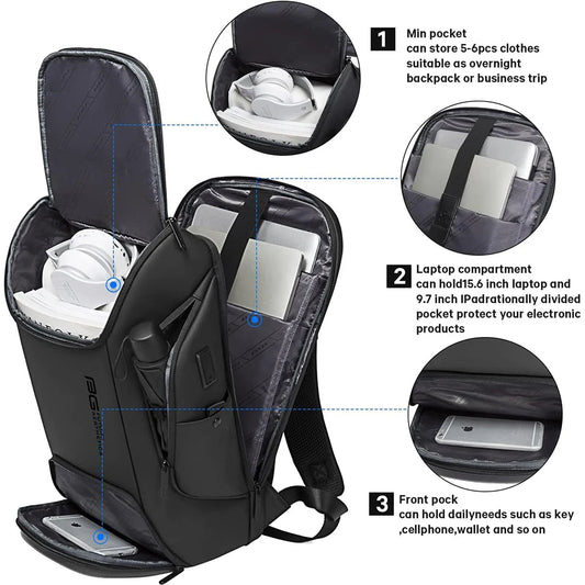 BANGE Business USB Charging Smart Backpacks Fits 15.6 Inch Laptop Commute Backpack WaterProof Carry On Bag for Men Travel Bags Innofuze