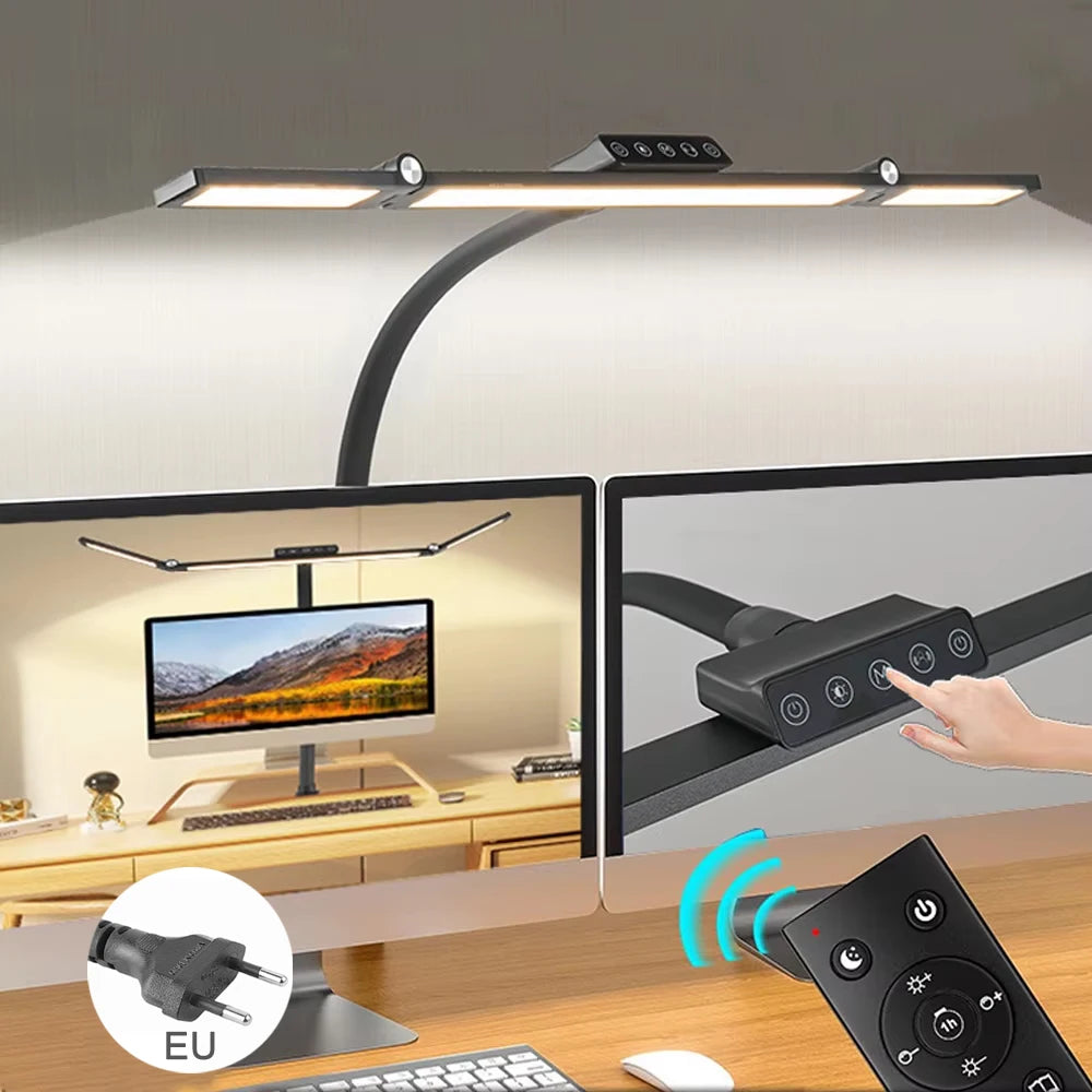 Home Office LED Desk Lamp Double Head Steoless Dimming Eye-Caring Reading Lights 3 Color Mode Flexible Adjustable PC Table Lamps Innofuze
