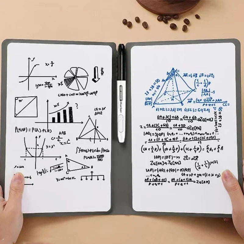Premium A5 Leather Reusable Whiteboard Notebook - Free Pen & Eraser Cloth | Eco-Friendly Dry Erase Notepad for Office, School & Meetings | Weekly Planner | Stylish & Portable Innofuze