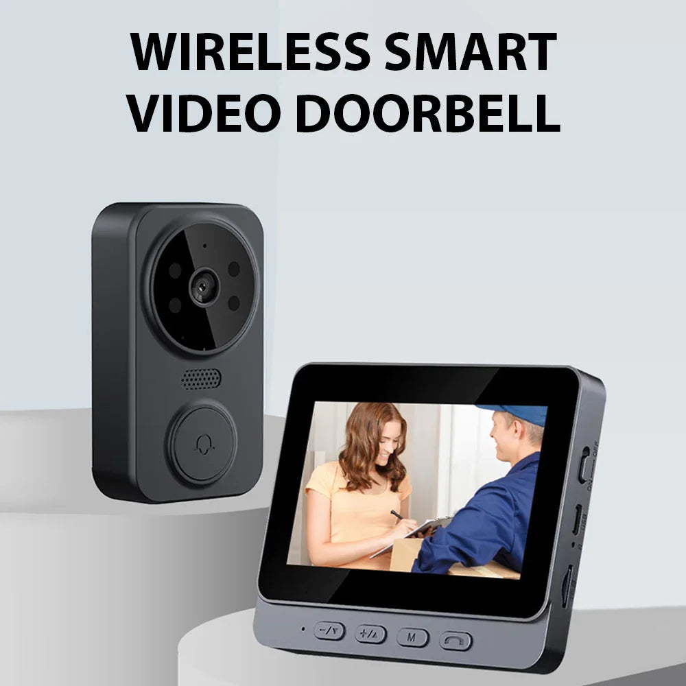 Wireless Video Doorbell with 4.3" Screen – 2-Way Audio, Night Vision & Local Storage Innofuze