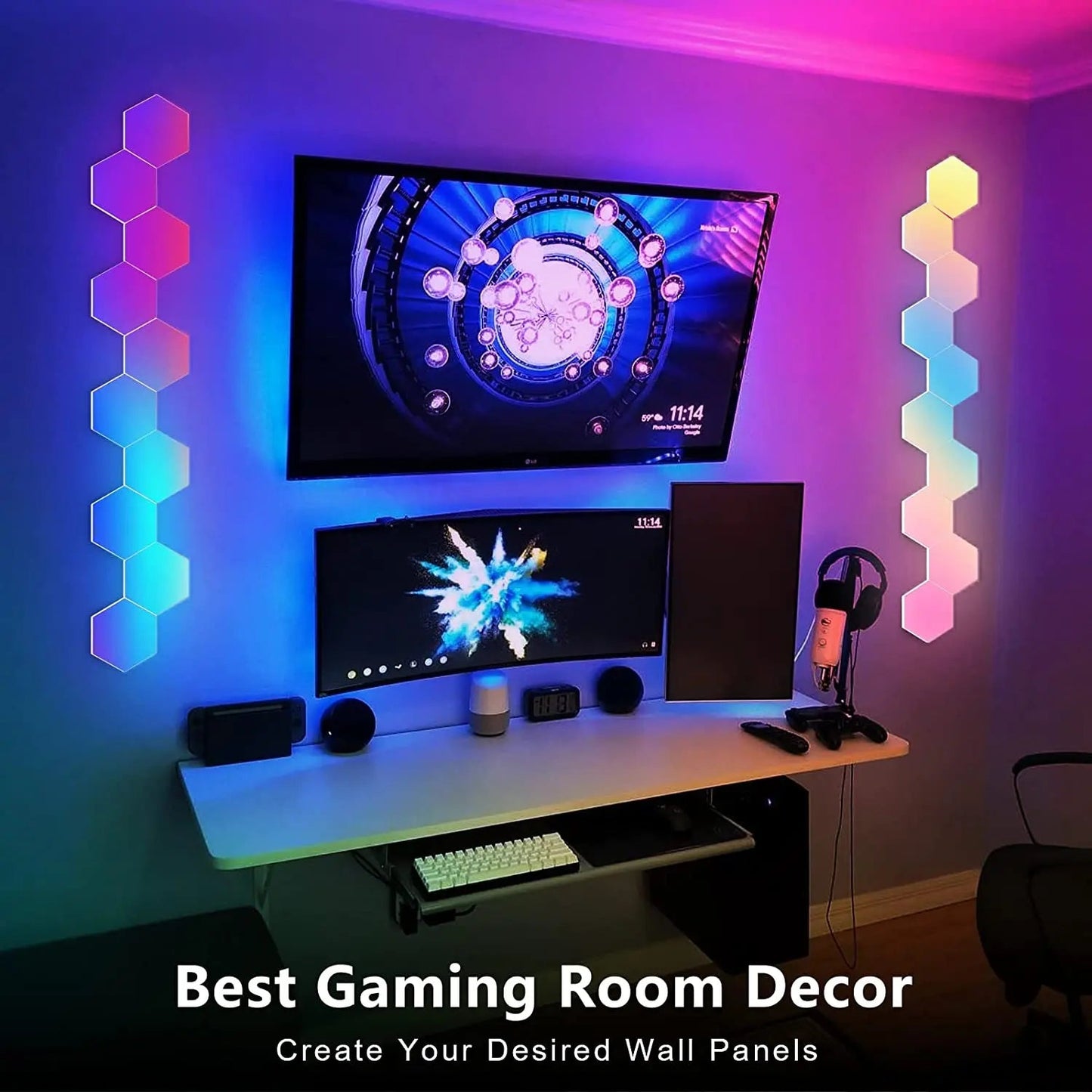 LED Hexagonal Quantum Lamp Smart Wall Panel Light RGBIC RGB Dream Color Smart APP Control Voice Control Music Sync Work Innofuze
