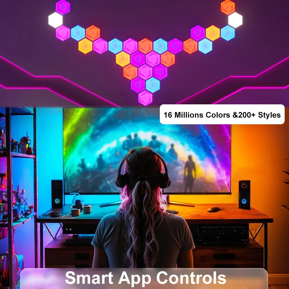 LED Hexagonal Quantum Lamp Smart Wall Panel Light RGBIC RGB Dream Color Smart APP Control Voice Control Music Sync Work Innofuze