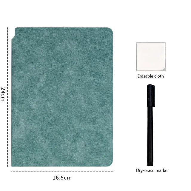 Premium A5 Leather Reusable Whiteboard Notebook - Free Pen & Eraser Cloth | Eco-Friendly Dry Erase Notepad for Office, School & Meetings | Weekly Planner | Stylish & Portable Innofuze