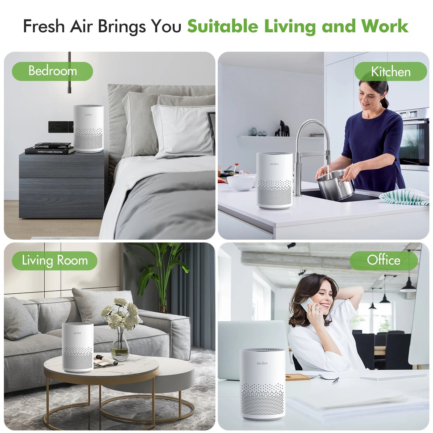 True HEPA Air Purifier Hepa Filter,4 Speeds,Timers Ionizer Cold Plasma 360° Air Inlet 99.9% Removal Rate For Indoor Bedroom Innofuze