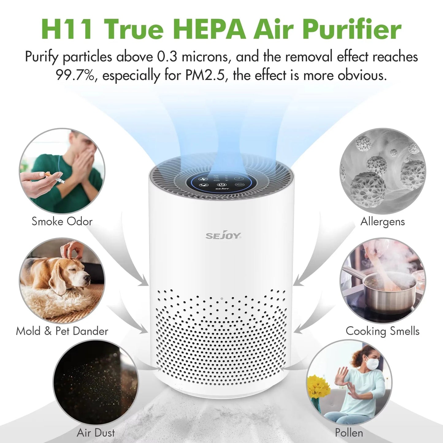 True HEPA Air Purifier Hepa Filter,4 Speeds,Timers Ionizer Cold Plasma 360° Air Inlet 99.9% Removal Rate For Indoor Bedroom Innofuze