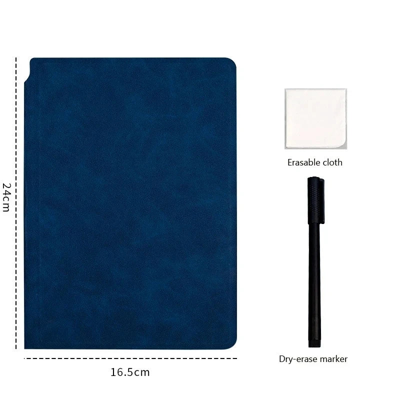 Premium A5 Leather Reusable Whiteboard Notebook - Free Pen & Eraser Cloth | Eco-Friendly Dry Erase Notepad for Office, School & Meetings | Weekly Planner | Stylish & Portable Innofuze