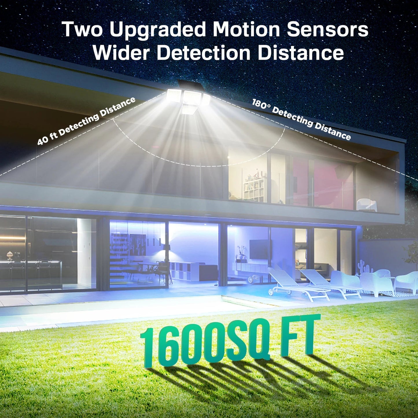 Solar Outdoor Lights - 3000LM 188 LED Motion Sensor Lights Solar Flood Security Lights for Backyard Yard Patio Innofuze