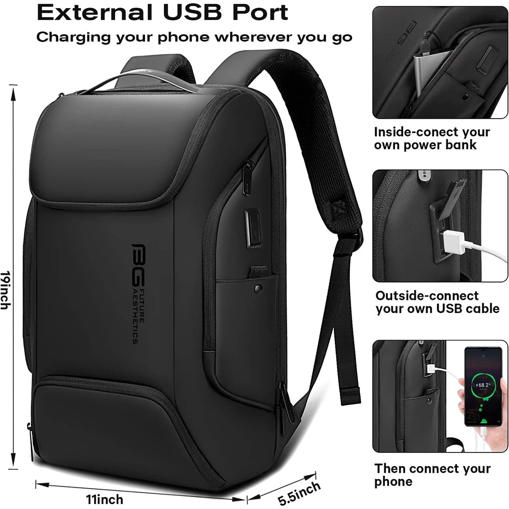 BANGE Business USB Charging Smart Backpacks Fits 15.6 Inch Laptop Commute Backpack WaterProof Carry On Bag for Men Travel Bags Innofuze