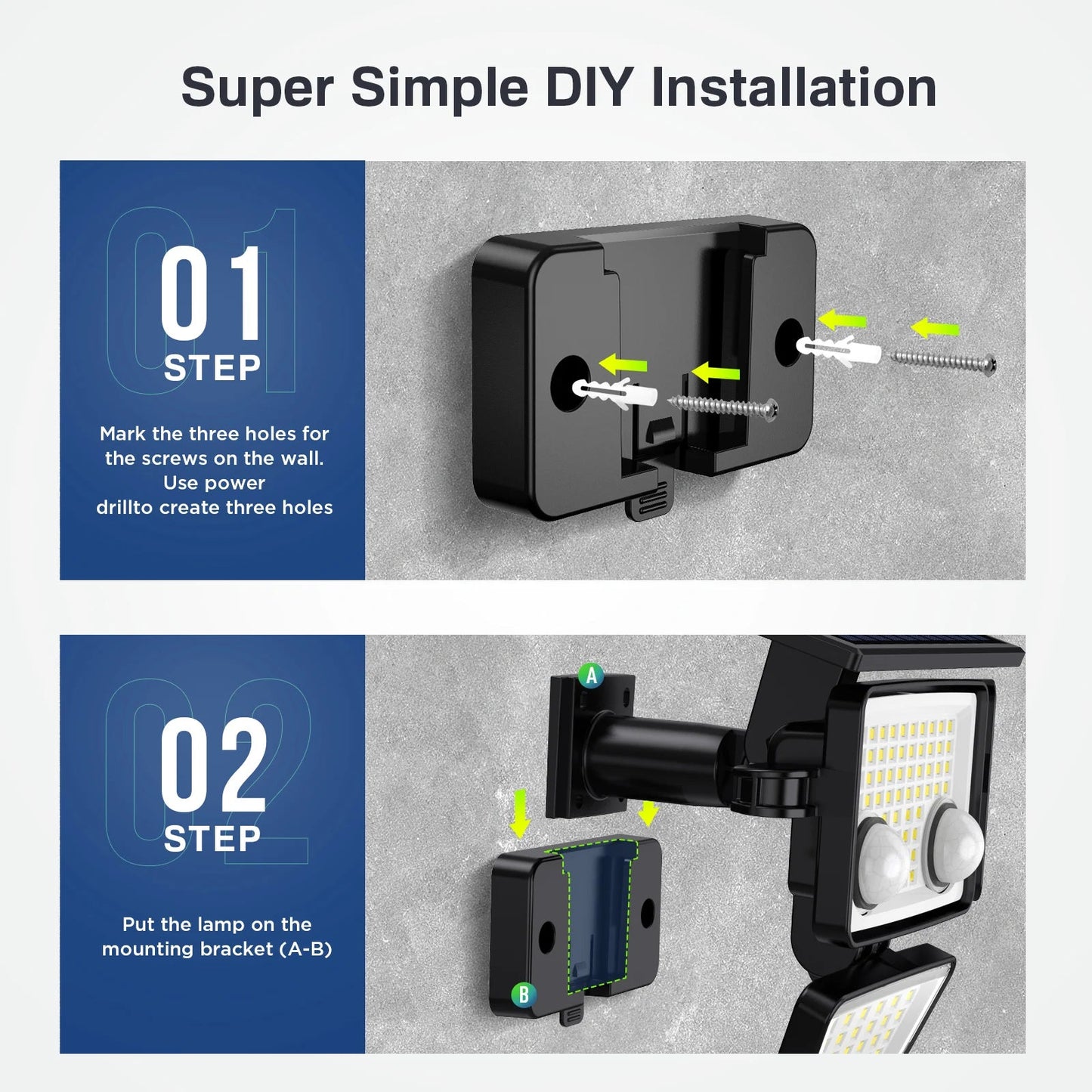 Solar Outdoor Lights - 3000LM 188 LED Motion Sensor Lights Solar Flood Security Lights for Backyard Yard Patio Innofuze