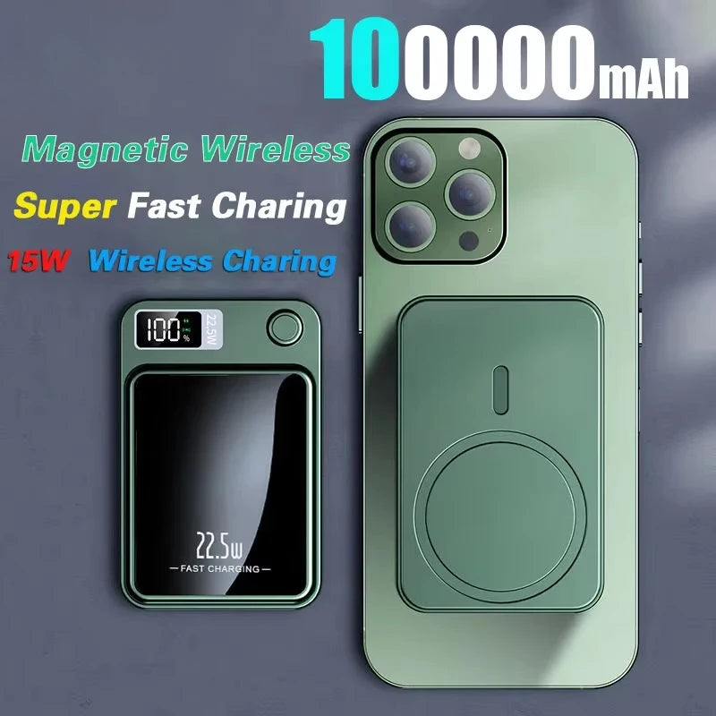 100000mAh Wireless Magnetic Power Bank Super Fast Charging Portable External Battery PowerBank Adapter For iPhone Huawei Samsung Innofuze