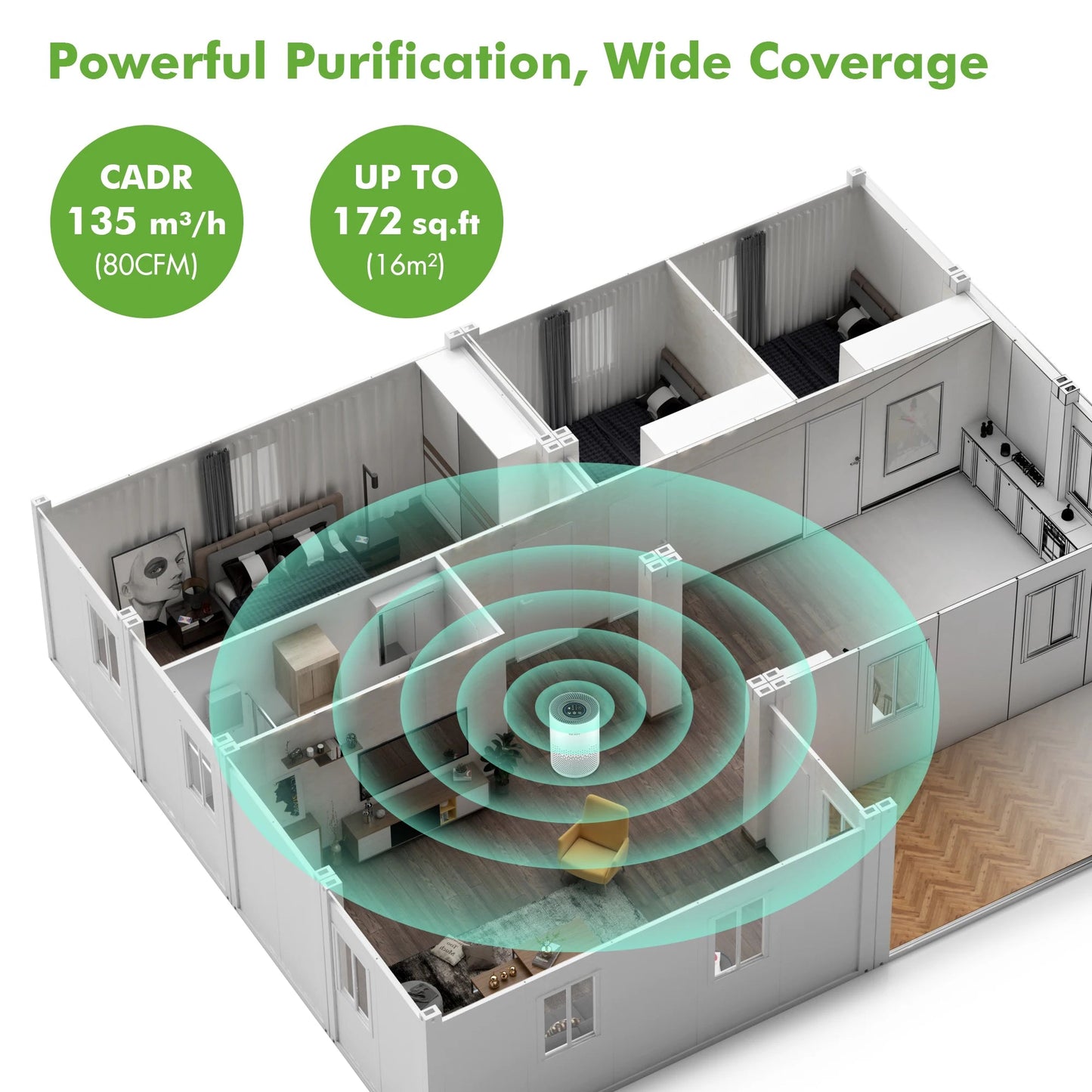 True HEPA Air Purifier Hepa Filter,4 Speeds,Timers Ionizer Cold Plasma 360° Air Inlet 99.9% Removal Rate For Indoor Bedroom Innofuze