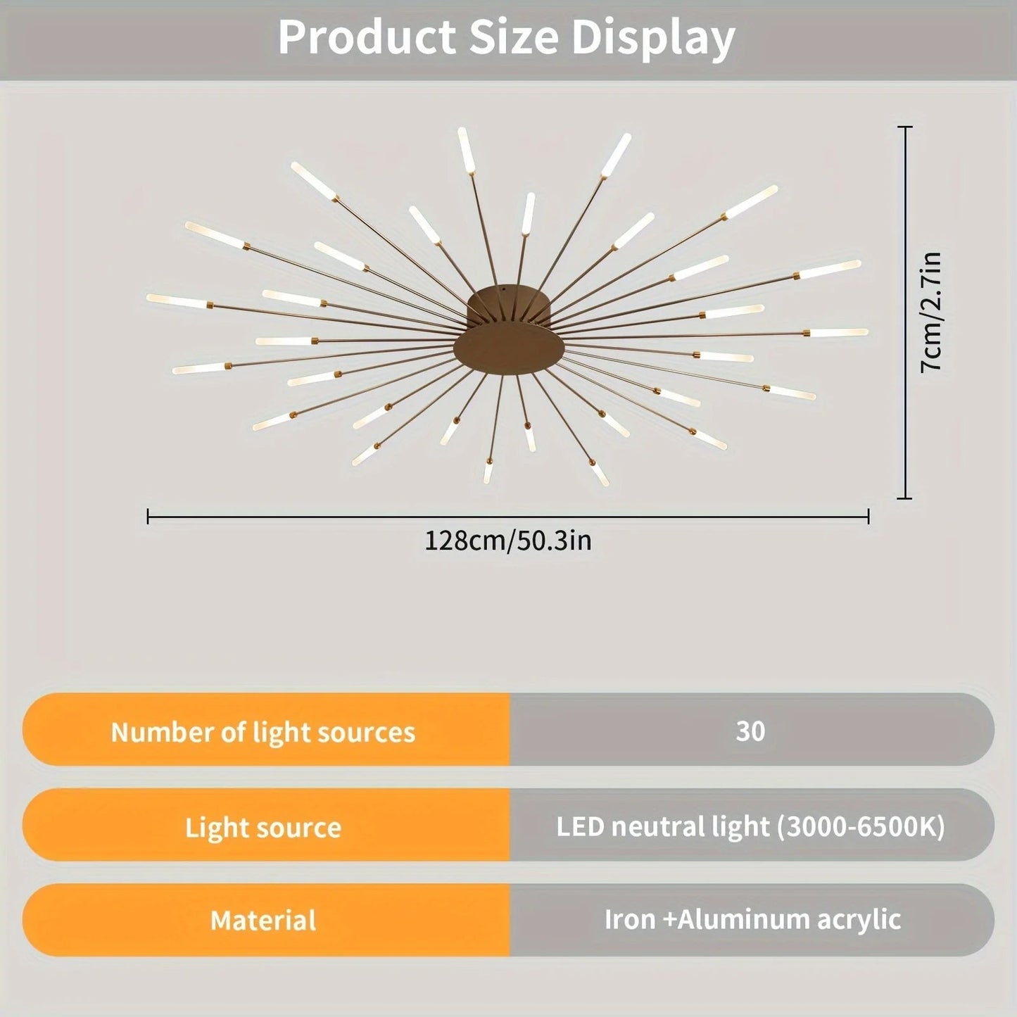 Remote Control Three Color Infinite Dimming LED Ceiling Light 30 Head Acrylic Light Source, Suitable for Living Room and Bedroom Innofuze