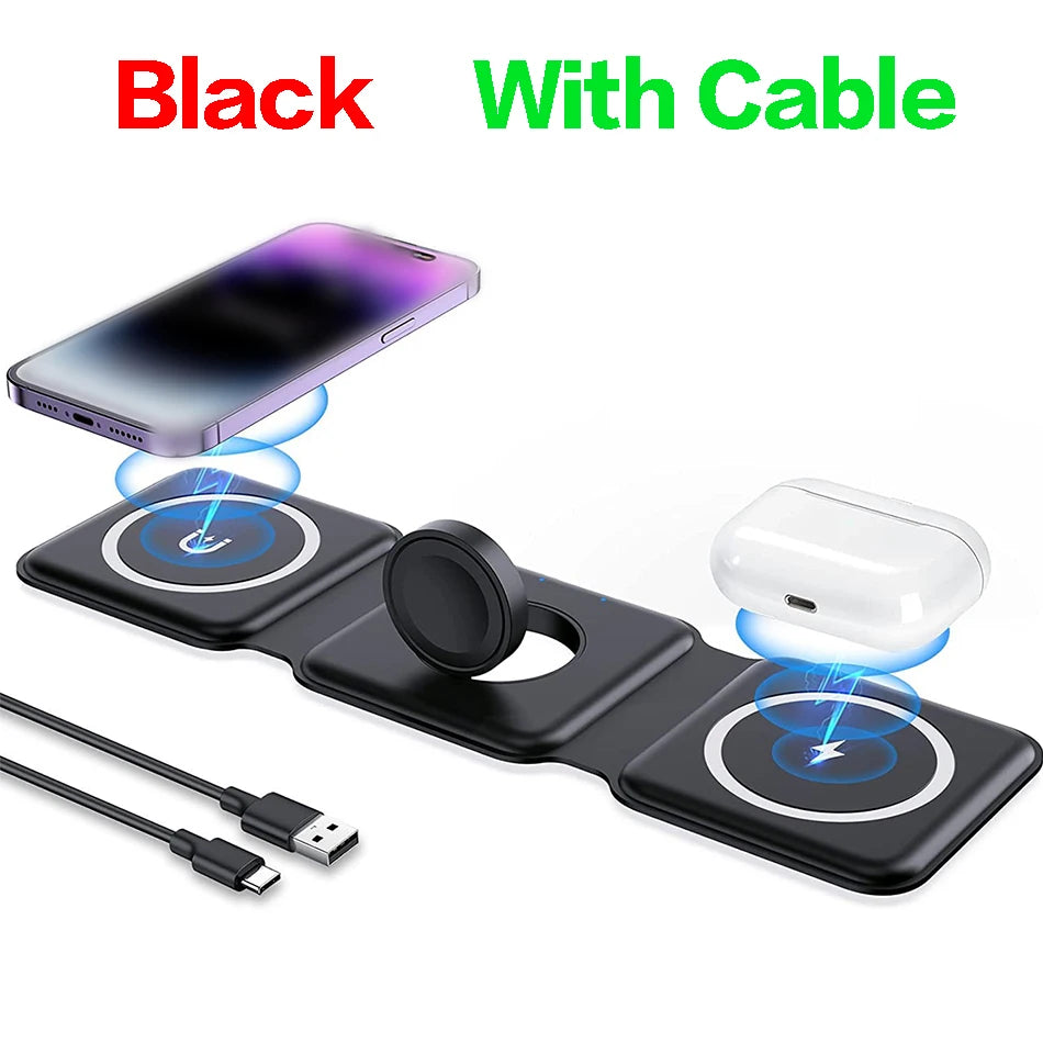 100W 3 in 1 foldable Wireless Charger Pad Stand for iPhone 15 14 13 12Pro Max Airpods iWatch Fast Wireless Charging Dock Station Innofuze