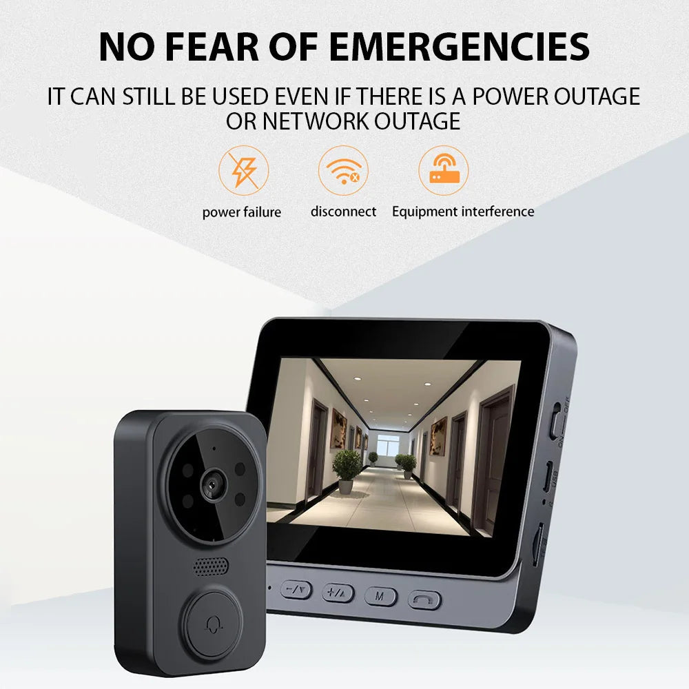 Wireless Video Doorbell with 4.3" Screen – 2-Way Audio, Night Vision & Local Storage Innofuze