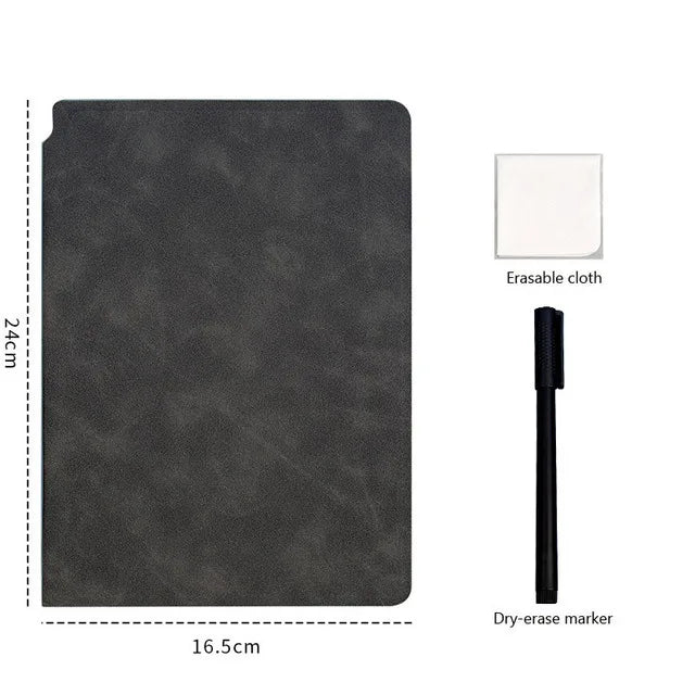 Premium A5 Leather Reusable Whiteboard Notebook - Free Pen & Eraser Cloth | Eco-Friendly Dry Erase Notepad for Office, School & Meetings | Weekly Planner | Stylish & Portable Innofuze