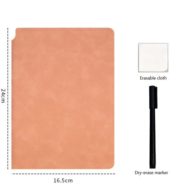 Premium A5 Leather Reusable Whiteboard Notebook - Free Pen & Eraser Cloth | Eco-Friendly Dry Erase Notepad for Office, School & Meetings | Weekly Planner | Stylish & Portable Innofuze
