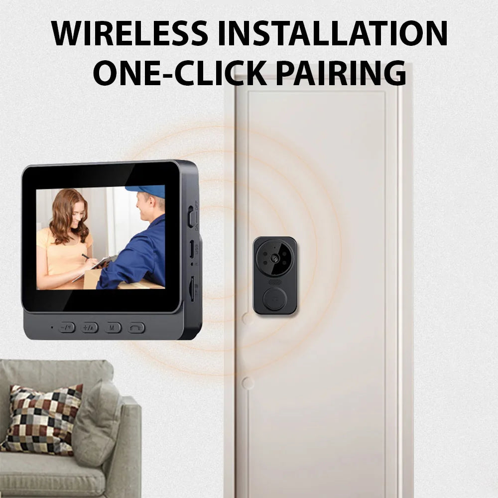 Wireless Video Doorbell with 4.3" Screen – 2-Way Audio, Night Vision & Local Storage Innofuze