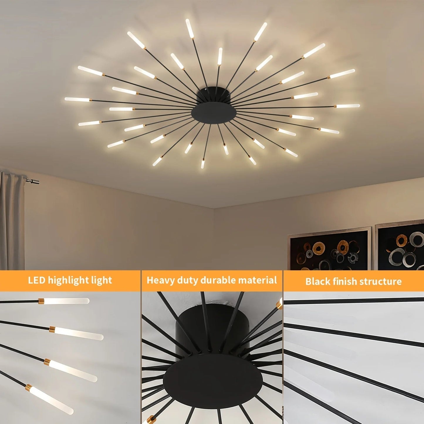 Remote Control Three Color Infinite Dimming LED Ceiling Light 30 Head Acrylic Light Source, Suitable for Living Room and Bedroom Innofuze