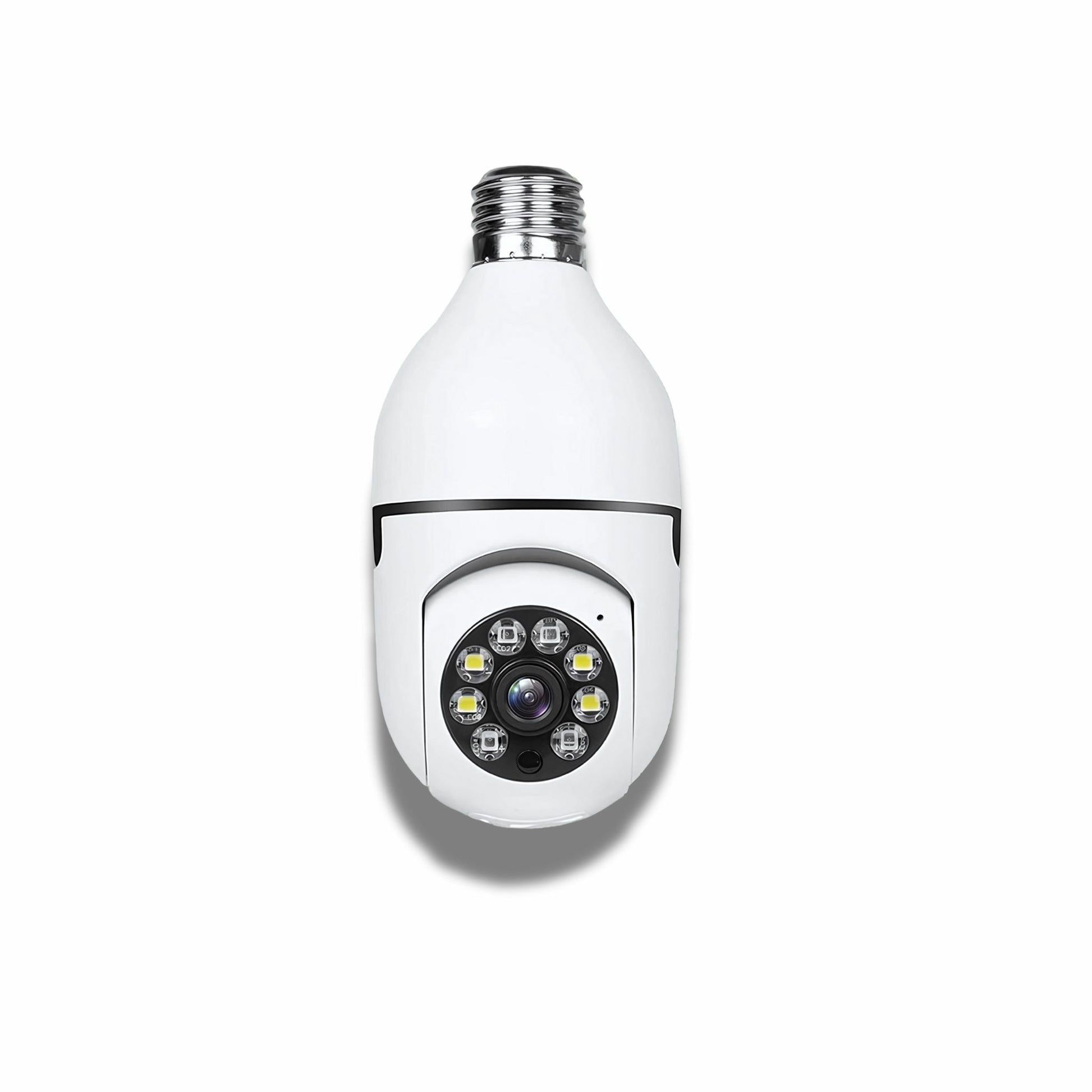 Innofuze 360-degree WiFi light bulb camera for home security, featuring wireless HD surveillance and easy installation.