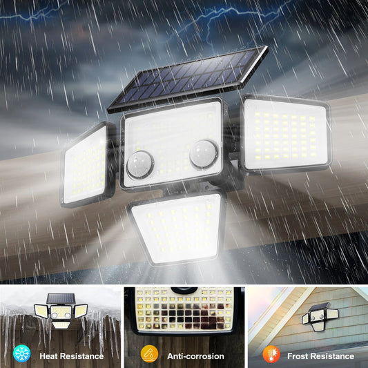 Solar Outdoor Lights - 3000LM 188 LED Motion Sensor Lights Solar Flood Security Lights for Backyard Yard Patio Innofuze