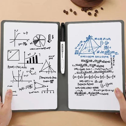 Premium A5 Leather Reusable Whiteboard Notebook - Free Pen & Eraser Cloth  | Eco-Friendly Dry Erase Notepad for Office, School & Meetings | Weekly Planner | Stylish & Portable Innofuze
