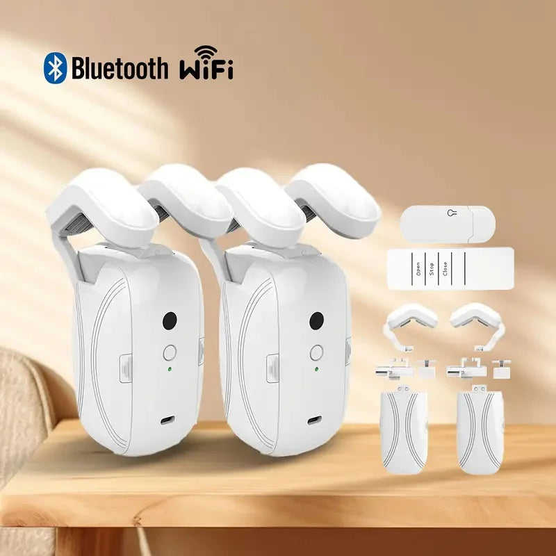 Smart Automatic Curtain Opener, Remote Control With App/Timer/Voice, with T/U/Rome Rod ,WiFi Bluetooth Automatic Light Sensor Innofuze