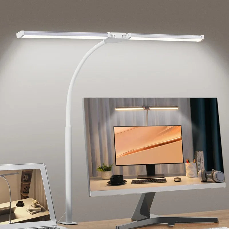 Double Head LED Clip Desk Lamp Architect Table Lamp for Home Office Lighting 3 Color Mode and 10 Dimmable Eye Protect Desk lamps Innofuze