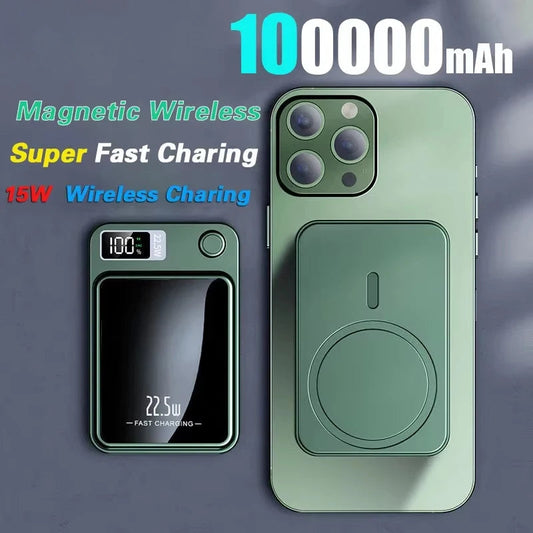 100000mAh Wireless Magnetic Power Bank Super Fast Charging Portable External Battery PowerBank Adapter For iPhone Huawei Samsung Innofuze