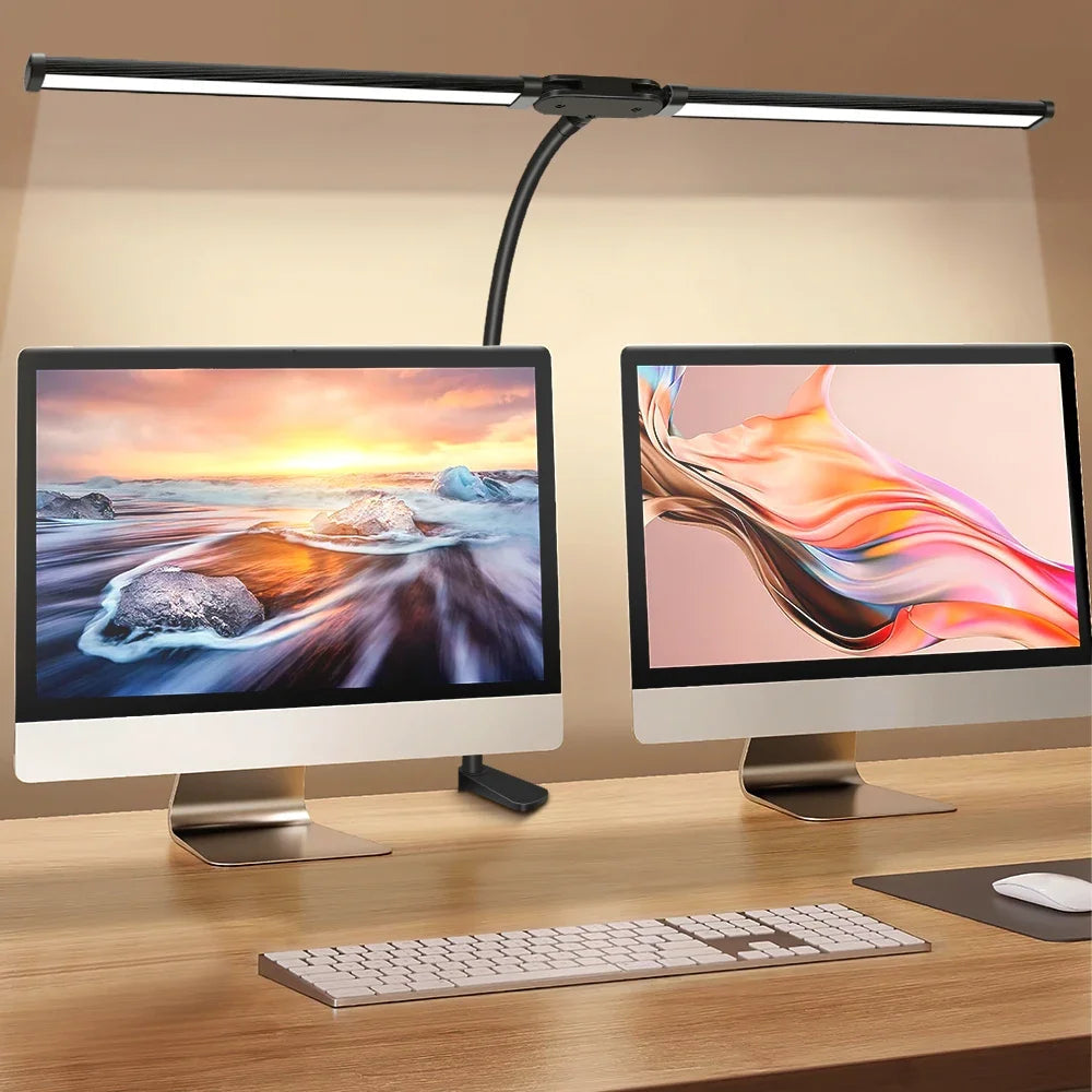Double Head LED Clip Desk Lamp Architect Table Lamp for Home Office Lighting 3 Color Mode and 10 Dimmable Eye Protect Desk lamps Innofuze