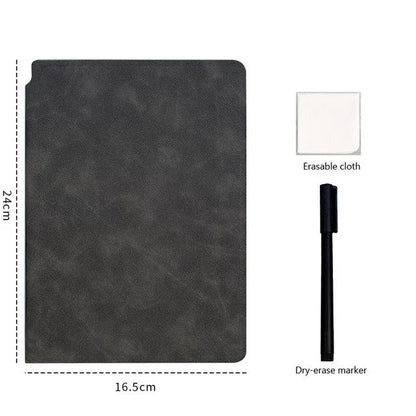 Premium A5 Leather Reusable Whiteboard Notebook - Free Pen & Eraser Cloth  | Eco-Friendly Dry Erase Notepad for Office, School & Meetings | Weekly Planner | Stylish & Portable Innofuze