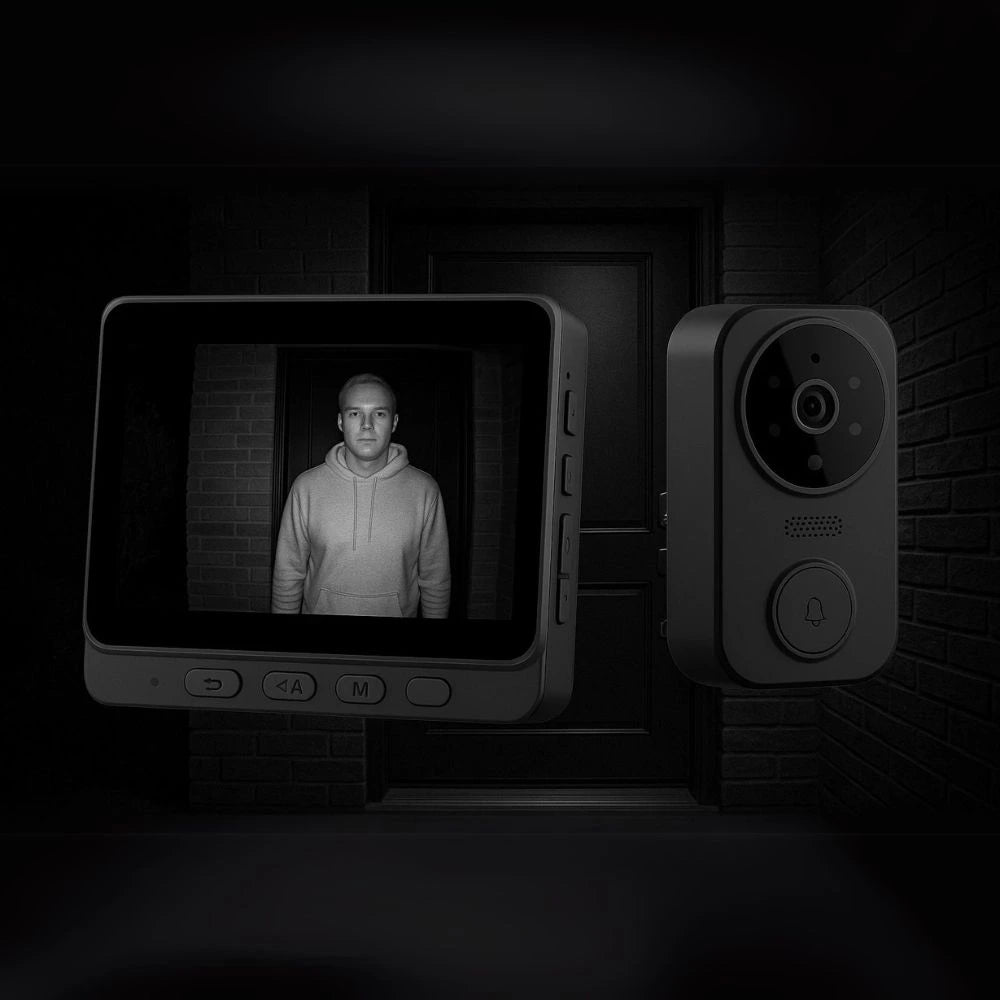 Video doorbell showing clear night vision with infrared camera